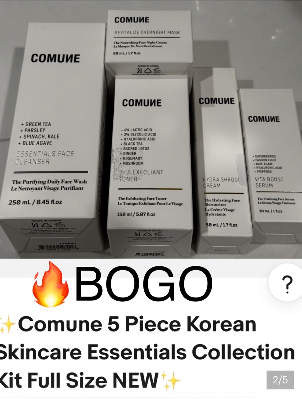 Comune Essentials 5 piece Essentials Collection - Korean skin care BOGO
🔥 🔥